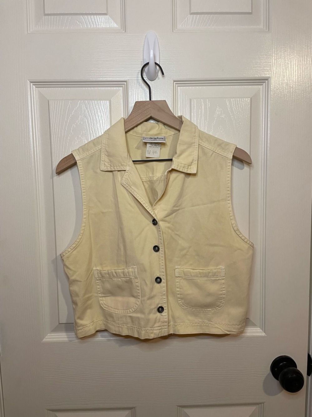 Studio Ease Butter Mom Spring Light Yellow Vintage Cotton Vest Size 8